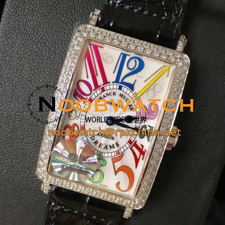 Replica Franck Muller Ladies Long Island Color Dreams 1200 CH COL DRM D GF Stainless Steel & Diamonds Silver Dial Swiss Quartz