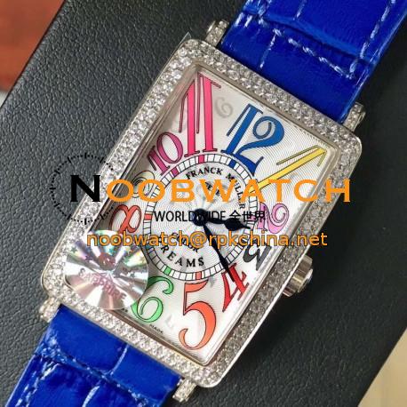 Replica Franck Muller Ladies Long Island Color Dreams 1200 CH COL DRM D GF Stainless Steel & Diamonds Silver Dial Swiss Quartz