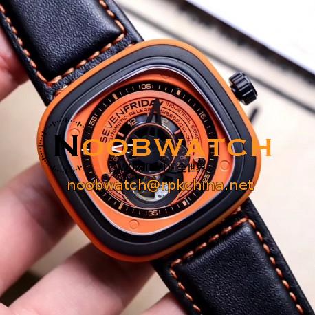 Replica SevenFriday P1/03 SW PVD Orange Dial Miyota 82S7