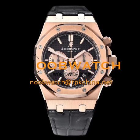 Replica Audemars Piguet Royal Oak Chronograph 26331 OM Rose Gold Black Dial Swiss 7750