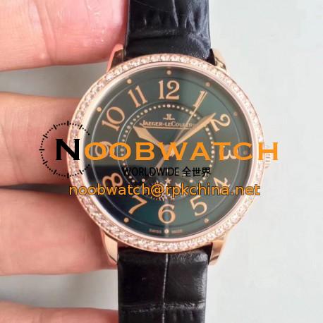 Replica Jaeger-LeCoultre Ladies Rendez-Vous Night & Day Medium 344242J Noob Rose Gold & Diamonds Black Dial Swiss 898A/1