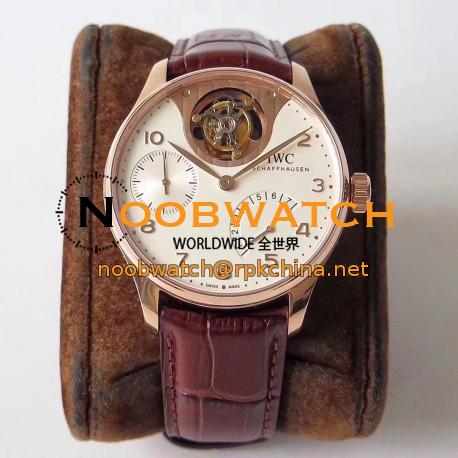 Replica IWC Portuguese Tourbillon Mystery IW504602 ZF Rose Gold White Dial Swiss Tourbillon