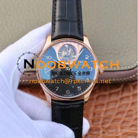 Replica IWC Portuguese Tourbillon Mystery IW504602 ZF Rose Gold Black Dial Swiss Tourbillon