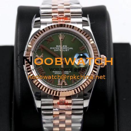 Replica Rolex Datejust 36MM 116231 GM Stainless Steel 904L & Rose Gold Green Dial Swiss 2824-2