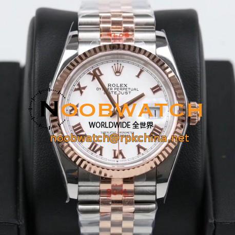 Replica Rolex Datejust 36MM 116231 GM Stainless Steel 904L & Rose Gold White Dial Swiss 2824-2