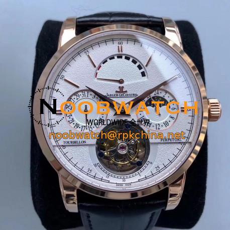 Replica Jaeger-LeCoultre Master Grande Tradition Tourbillon Noob Rose Gold White Dial Swiss Tourbillon