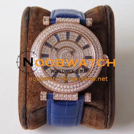 Replica Franck Muller Round Double Mystery Baguette Cut Diamond 42 DM D 2R CD GS Rose Gold & Diamonds Diamond Dial M9015