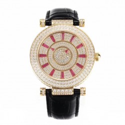 Replica Franck Muller Round Double Mystery Baguette Cut Diamond 42 DM D 2R CD GS Yellow Gold & Diamonds Diamond Dial M9015