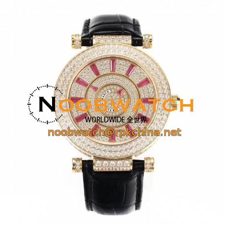 Replica Franck Muller Round Double Mystery Baguette Cut Diamond 42 DM D 2R CD GS Yellow Gold & Diamonds Diamond Dial M9015