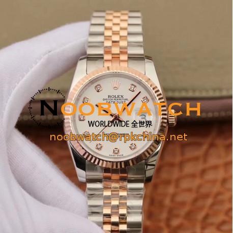 Replica Rolex Datejust 36MM 116231 GM Stainless Steel 904L & Rose Gold White Dial Swiss 2824-2