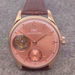 Replica IWC Portuguese Regulateur Tourbillon IW5446 Rose Gold Pink Dial Swiss Tourbillon