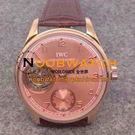 Replica IWC Portuguese Regulateur Tourbillon IW5446 Rose Gold Pink Dial Swiss Tourbillon