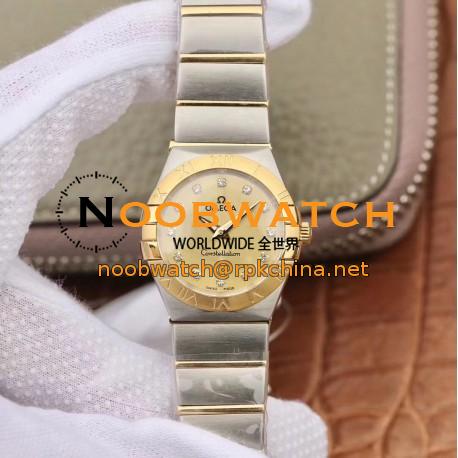 Replica Omega Constellation Manhattan 28MM TW Stainless Steel & Yellow Gold Champagne Dial Swiss Quartz