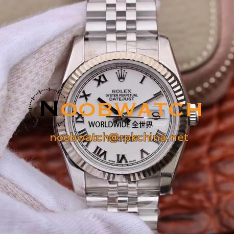 Replica Rolex Datejust 36MM 116234 AR V2 Stainless Steel 904L White Dial Swiss 3135