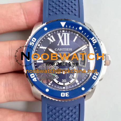 Replica Calibre De Cartier Diver WSCA0010 42MM JF Stainless Steel Blue Dial A23J