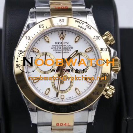 Replica Rolex Daytona Cosmograph 116503 GM Yellow Gold & Stainless Steel 904L White Dial Swiss 4130 Run 6@SEC