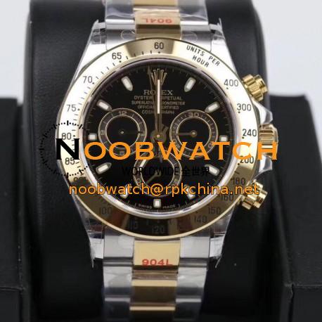 Replica Rolex Daytona Cosmograph 116503 GM Yellow Gold & Stainless Steel 904L Black Dial Swiss 4130 Run 6@SEC