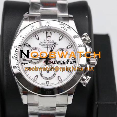 Replica Rolex Daytona Cosmograph 116520 GM Stainless Steel 904L White Dial Swiss 4130 Run 6@SEC