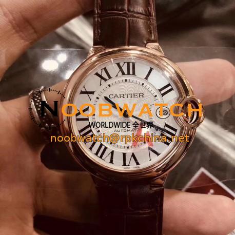 Replica Ballon Bleu De Cartier 42MM W6900651 V6 Rose Gold Silver Dial Seiko NH05A