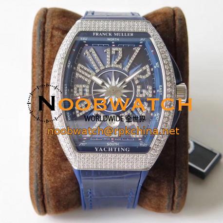 Replica Franck Muller Vanguard Yachting V45 SC DT AC BL OX Stainless Steel & Diamond Blue Dial Swiss 2824-2