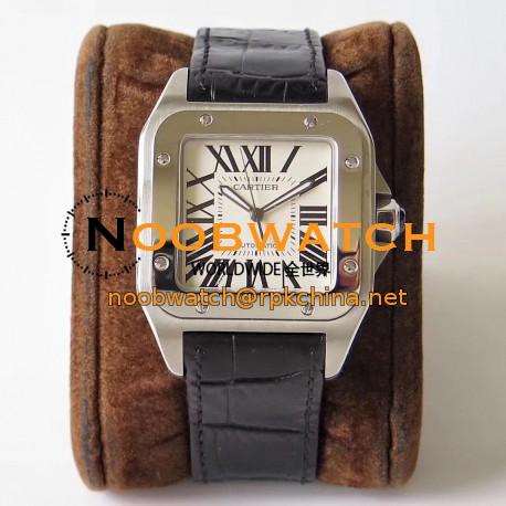 Replica Cartier Santos 100 38MM W20073X8 KZ Stainless Steel White Dial Swiss 2824-2