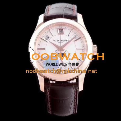 Replica Patek Philippe Annual Calendar 5205R-001 KM Rose Gold White Dial Swiss 324SQALU 24H/206