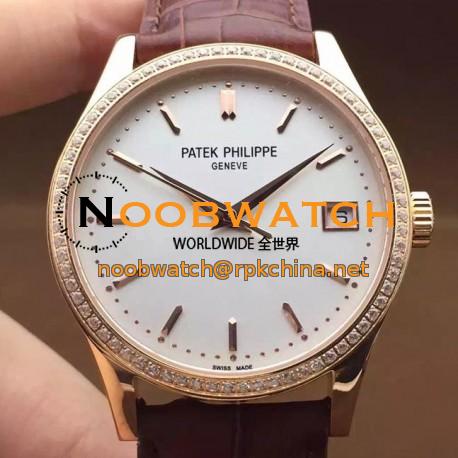 Replica Patek Philippe Calatrava 5296 Rose Gold Diamonds Bezel Swiss 324SC