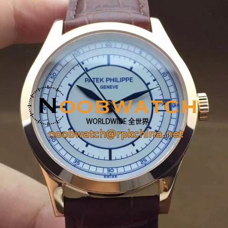 Replica Patek Philippe Calatrava 5296 Rose Gold White & Blue Dial Swiss 324SC