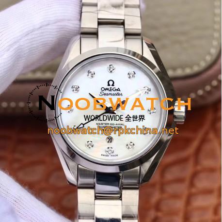 Replica Omega Seamaster Aqua Terra 150M Ladies 34MM 220.10.34.20.55.001 3S Stainless Steel Mother Of Pearl Dial Swiss 8520