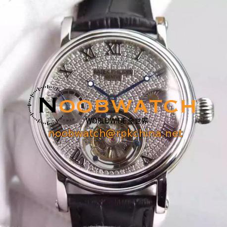 Replica Patek Philippe Tourbillon Moonphase Power Reserve Stainless Steel Diamonds Dial Swiss Tourbillon