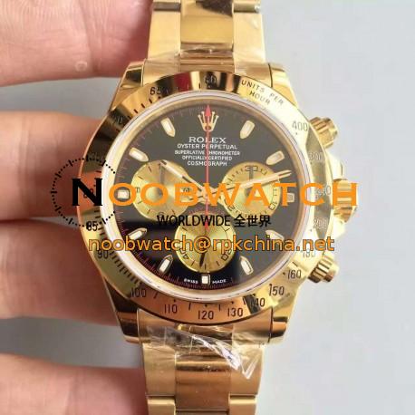 Replica Rolex Daytona Cosmograph 116508 JH Yellow Gold Black Dial Dial Swiss 4130 Run 6@SEC