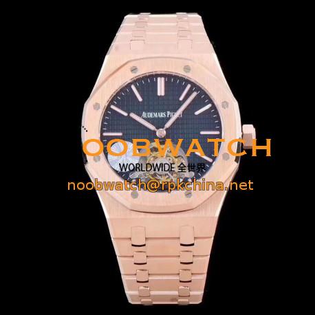 Replica Audemars Piguet Royal Oak Tourbillon Extra Thin 26522 JF Rose Gold Black Dial Swiss Tourbillon