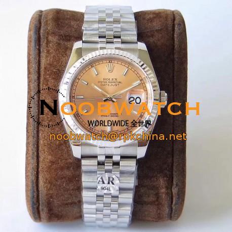 Replica Rolex Datejust 36MM 116234 AR V2 Stainless Steel 904L Rose Gold Dial Swiss 3135