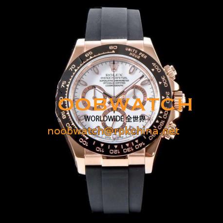 Replica Rolex Daytona Cosmograph 116515LN AR V2 Rose Gold Plated Stainless Steel 904L White Dial Swiss 4130 Run 6@SEC