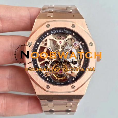 Replica Audemars Piguet Royal Oak Tourbillon Extra-Plate Squelette 26518 JF Rose Gold Black Skeleton Dial Swiss 2924