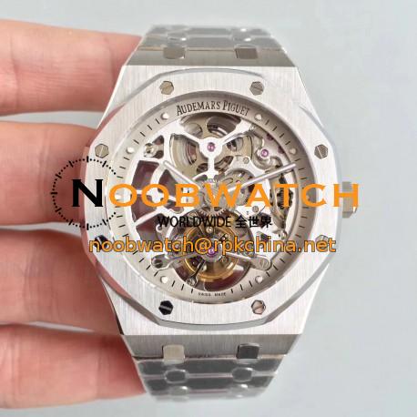 Replica Audemars Piguet Royal Oak Tourbillon Extra-Plate Squelette 26518 JF Stainless Steel Silver Skeleton Dial Swiss 2924