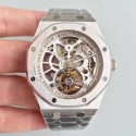 Replica Audemars Piguet Royal Oak Tourbillon Extra-Plate Squelette 26518 JF Stainless Steel Silver Skeleton Dial Swiss 2924