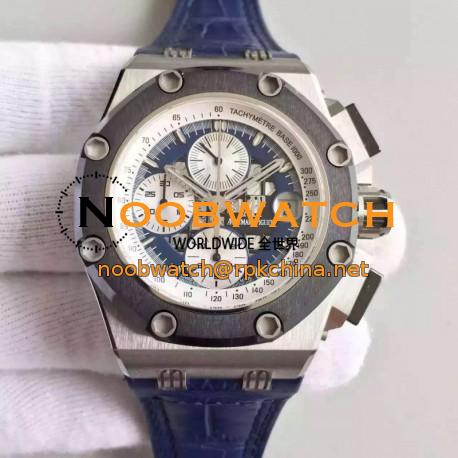 Replica Audemars Piguet Royal Oak Offshore Rubens Barrichello II 26078PO.OO.D018CR.01 JF V2 Stainless Steel Blue Dial Swiss 3126