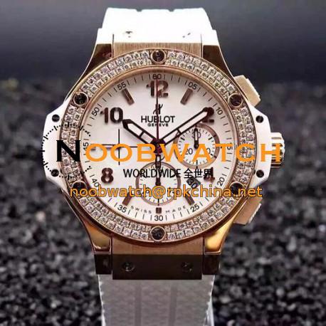 Replica Hublot Big Bang Rose Gold Diamonds Bezel Swiss 7750