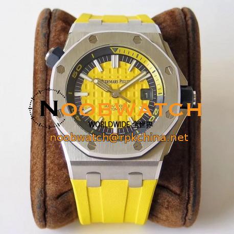 Replica Audemars Piguet Royal Oak Offshore Diver 15710ST.OO.A051CA.01 JF V8 Stainless Steel Yellow Dial Swiss 3120