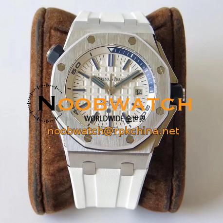 Replica Audemars Piguet Royal Oak Offshore Diver 15710ST.OO.A010CA.01 JF V8 Stainless Steel White Dial Swiss 3120