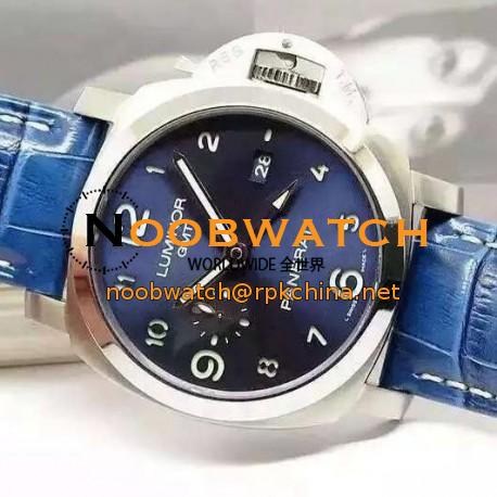 Replica Panerai Luminor GMT PAM 437 Stainless Steel Blue Dial Swiss P9100