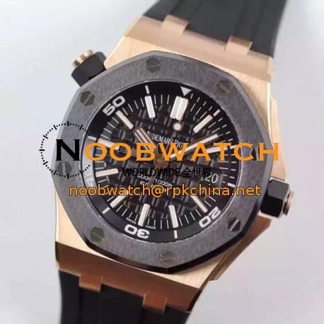 Replica Audemars Piguet Royal Oak Offshore Diver 15340 Rose Gold Black Dial Swiss 3120