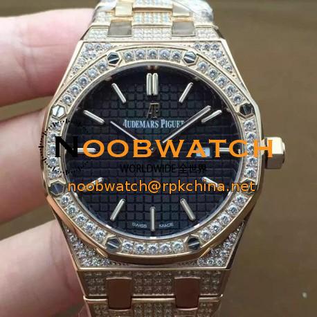 Replica Audemars Piguet Royal Oak 67651 Ladies Rose Gold & Diamonds Black Dial Swiss Quartz 2713