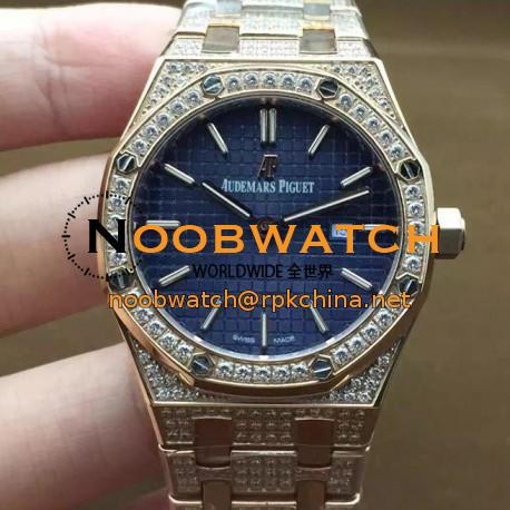 Replica Audemars Piguet Royal Oak 67651 Ladies Rose Gold & Diamonds Blue Dial Swiss Quartz 2713