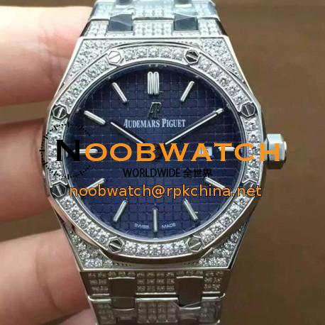 Replica Audemars Piguet Royal Oak 67651 Ladies Stainless Steel & Diamonds Blue Dial Swiss Quartz 2713