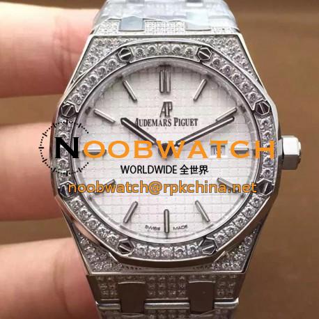 Replica Audemars Piguet Royal Oak 67651 Ladies Stainless Steel & Diamonds White Dial Swiss Quartz 2713