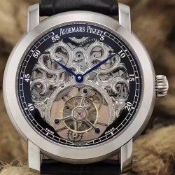 Replica Audemars Piguet Jules Audemars Tourbillon Stainless Steel Skeleton & Black Dial Swiss Tourbillon