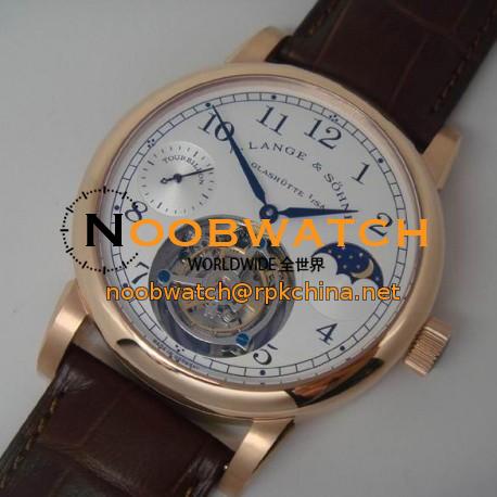 Replica A. Lange & Sohne Pour Le Merite Tourbillon Moonphase Rose Gold White Dial Swiss Tourbillon