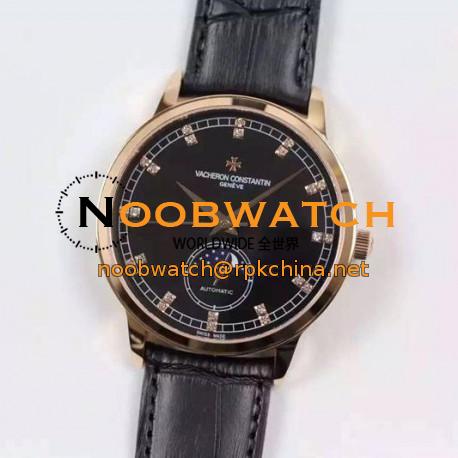 Replica Vacheron Constantin Patrimony 81180 Rose Gold Diamonds & Black Dial Swiss 2450SC